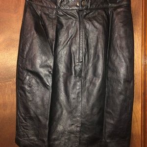 Tannery West Black Leather Skirt